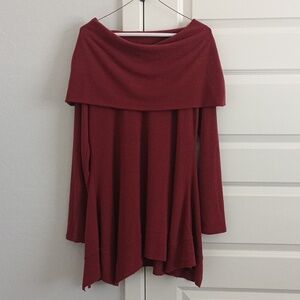 Soft Surroundings Tunic Top With Wide Cowl Neck Brick Red Size Medium